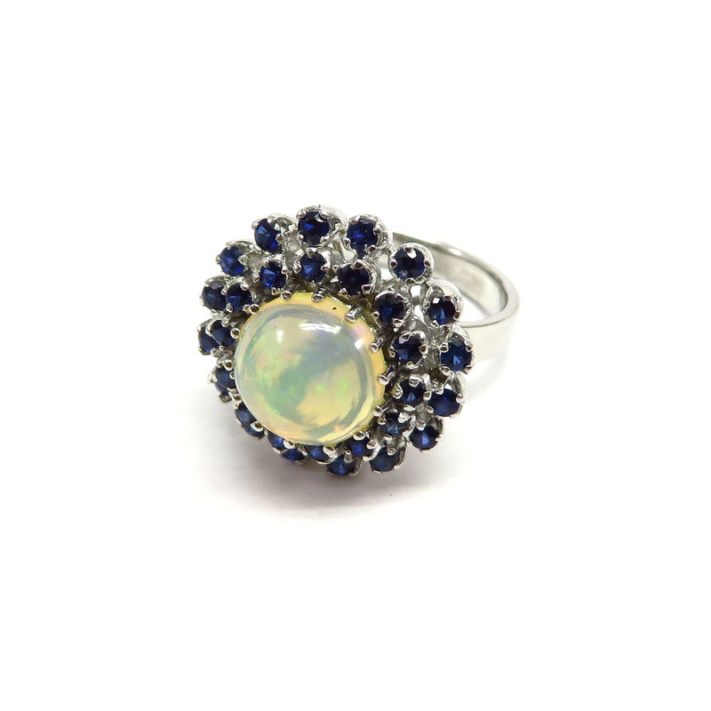 Opal and Blue Sapphire Ring