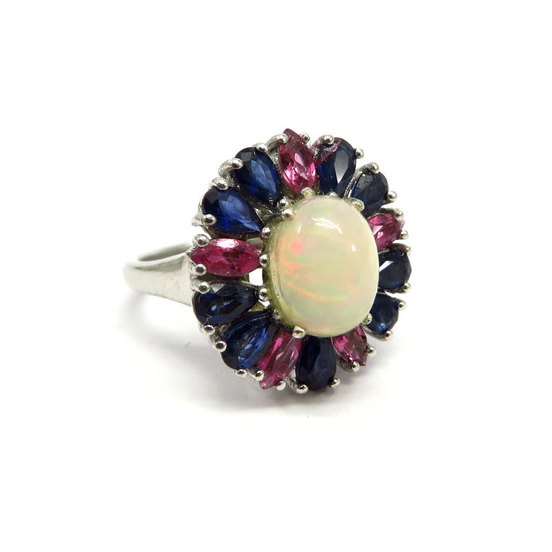 Opal and Multi-Colored Sapphire Ring