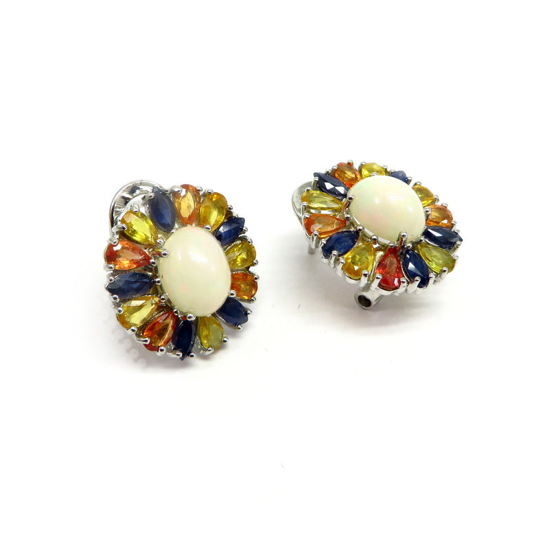 Opal and Multi-Colored Sapphires Earrings