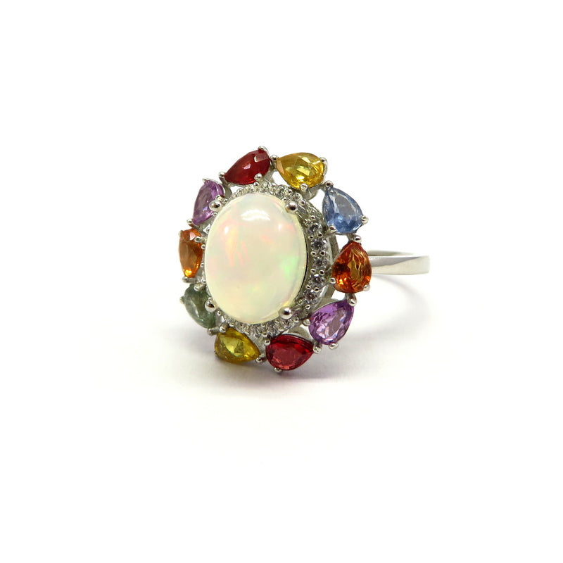 Opal and Multi-Colored Sapphire Ring