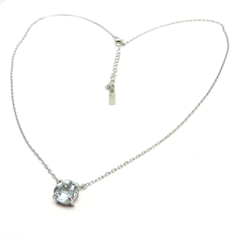 Round Aquamarine Necklace Sterling Silver