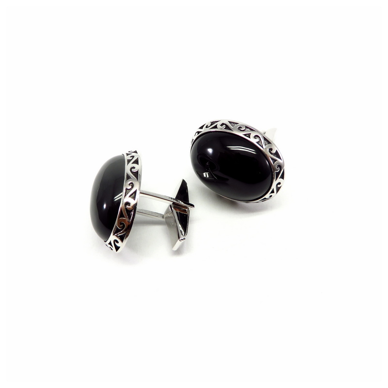 Black Onyx Silver Cufflinks