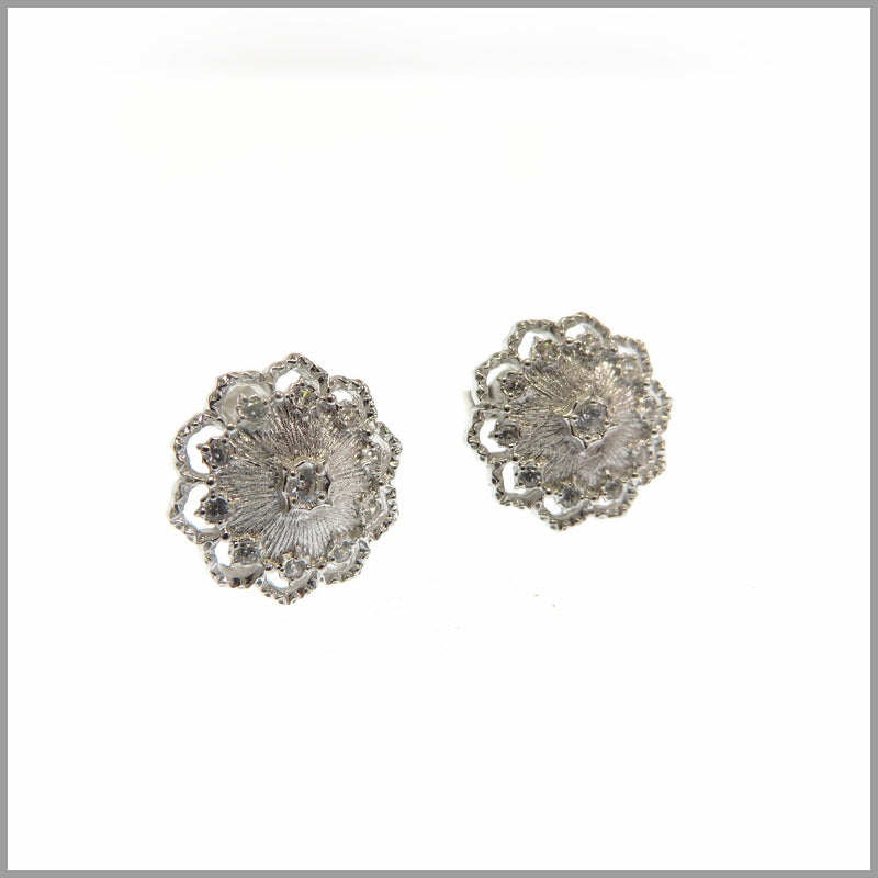 Russian Flower Silver Stud Earrings