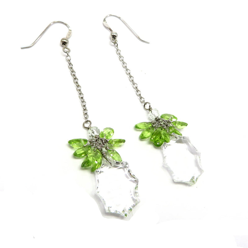 Green Amethyst and Peridot Earrings Sterling Silver
