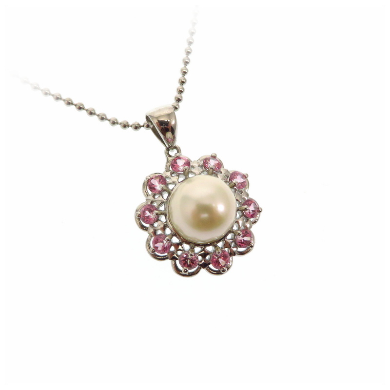 Pearl and Pink Tourmaline Pendant