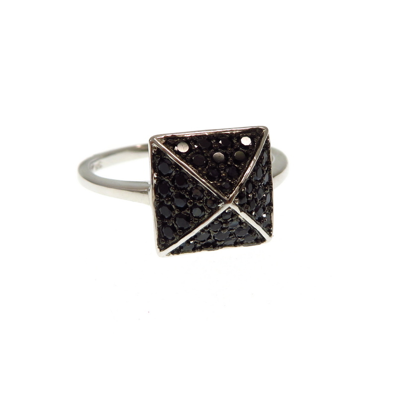 Black Spinel Sterling Silver Ring