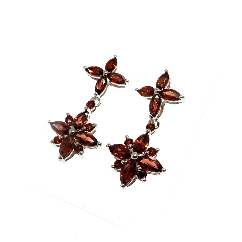Garnet Flower Earrings