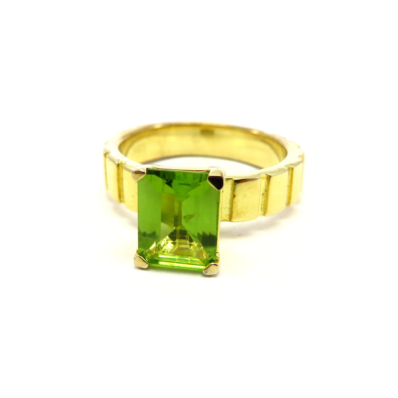 Rectangular Peridot Ring