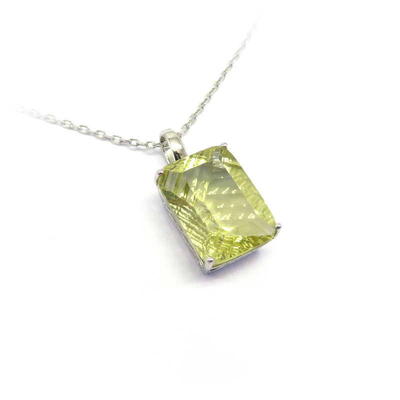 Lemon Quartz Rectangular Pendant Sterling Silver