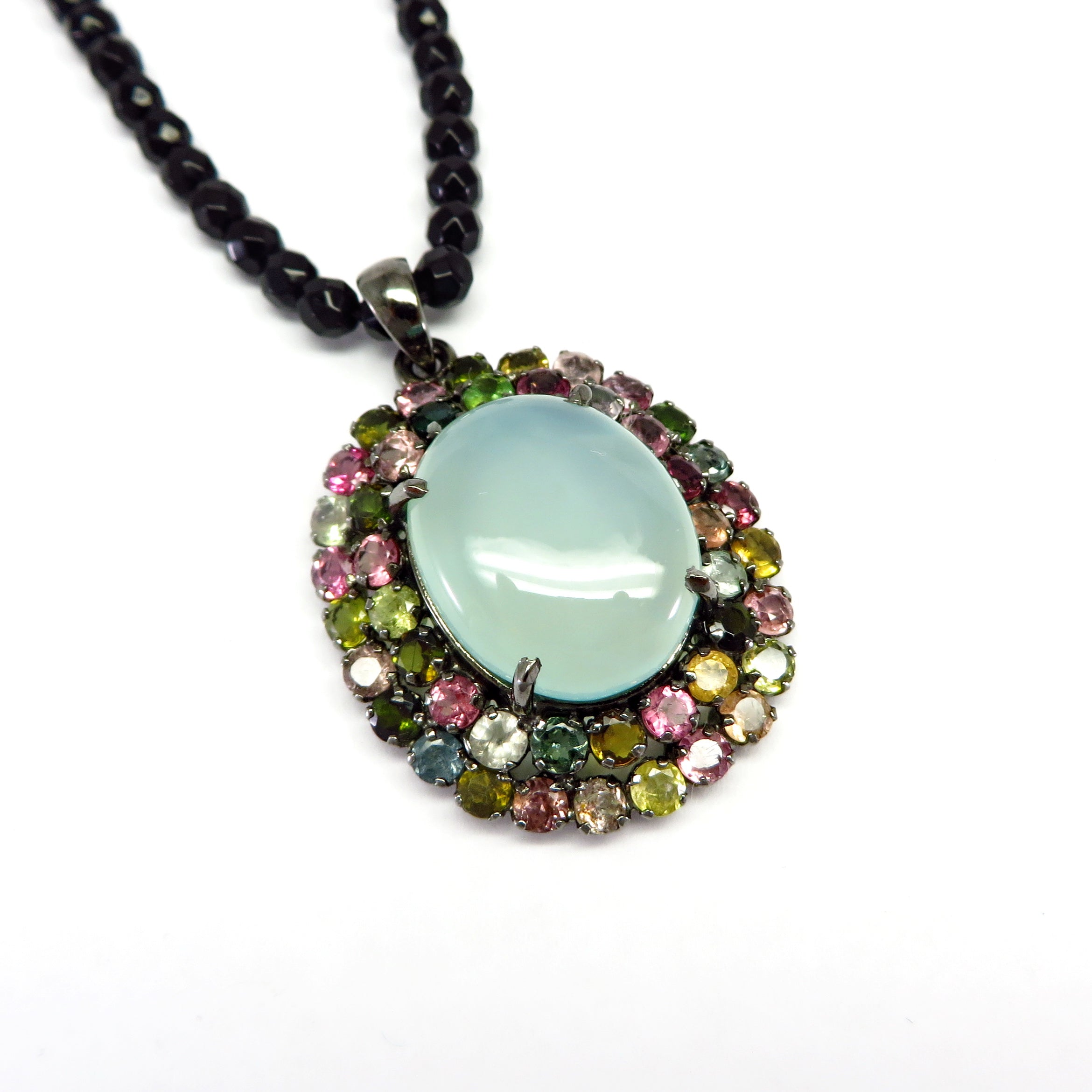 MPG2.2 Chalcedony & Rainbow Tourmaline Pendant