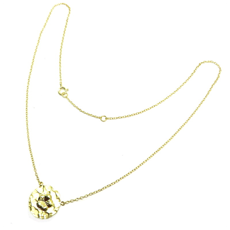 Disc Flower Gold Plated Sterling Silver Necklace