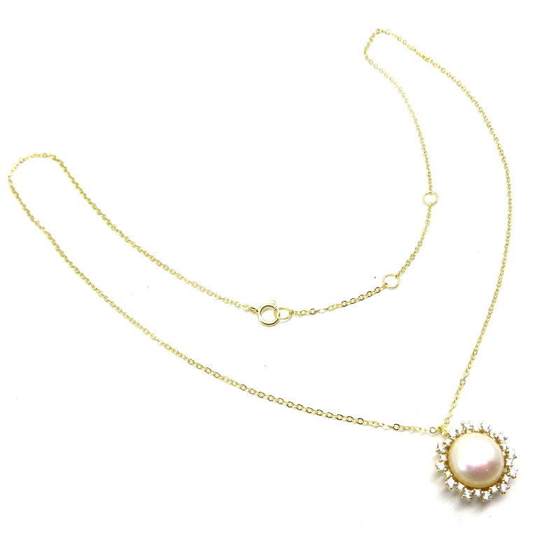 Freshwater Pearl Necklace Gold Plated Sterling Silver
