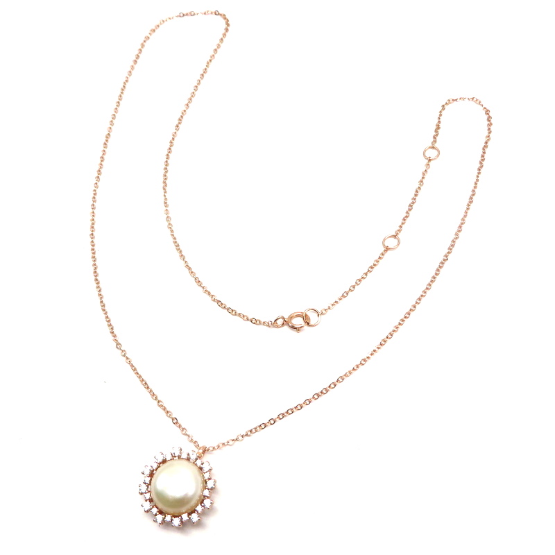 Freshwater Pearl Rose Gold Plated Sterling Silver Necklace