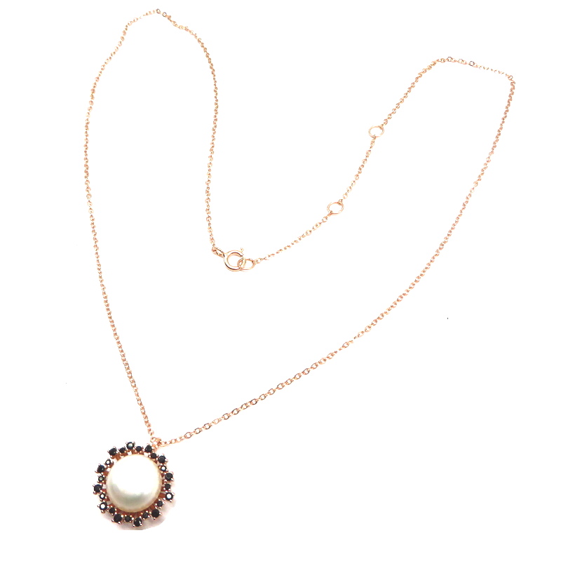 Freshwater Pearl Rose Gold Plated Sterling Silver Necklace