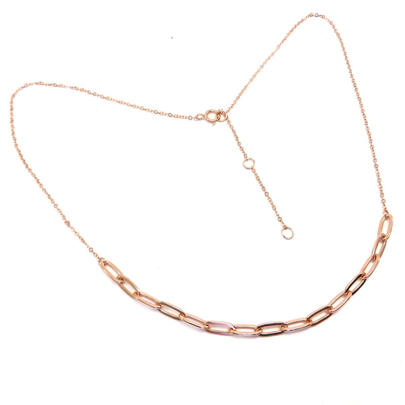 Linked Chain Necklace Rose Gold Plated Sterling Silver