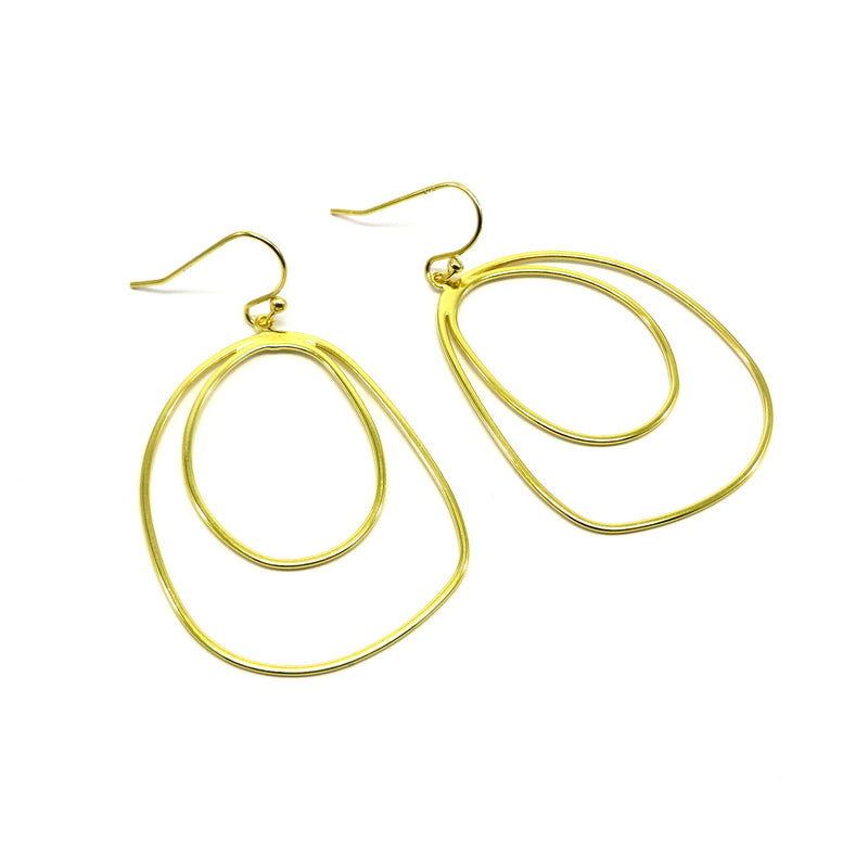 Asymmetrical Hoop Earrings Gold Plated Sterling Silver