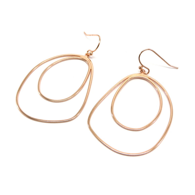 Asymmetrical Hoop Earrings Rose Gold Plated Sterling Silver
