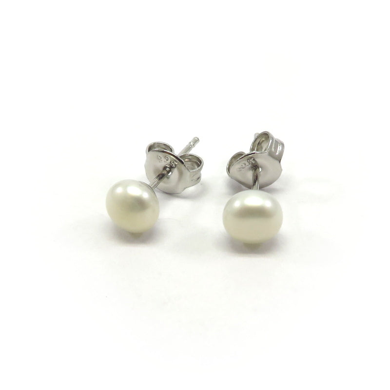 Fresh Water Pearl Stud Earrings Sterling Silver