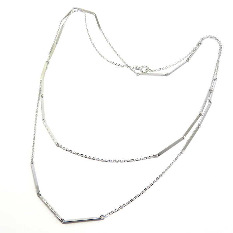 Triple Bar Chain Necklace Sterling Silver