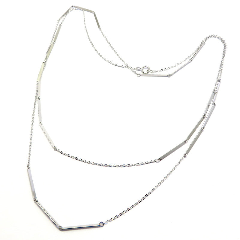 Triple Bar Chain Necklace Rose Gold Plated Sterling Silver