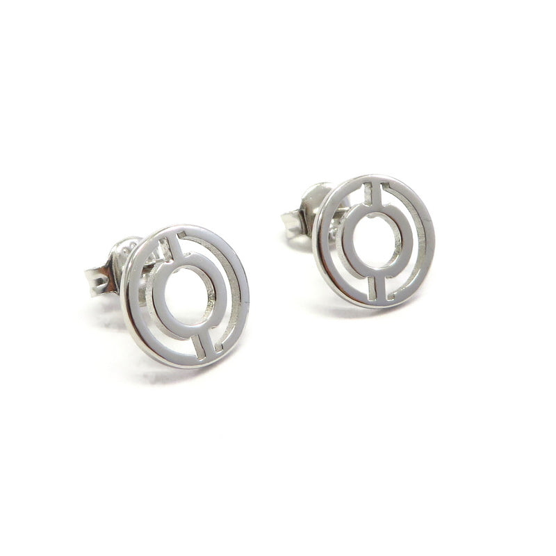 Round Maze Earrings Sterling Silver
