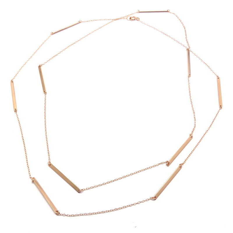 Bar Chain Necklace Rose Gold Plated Sterling Silver