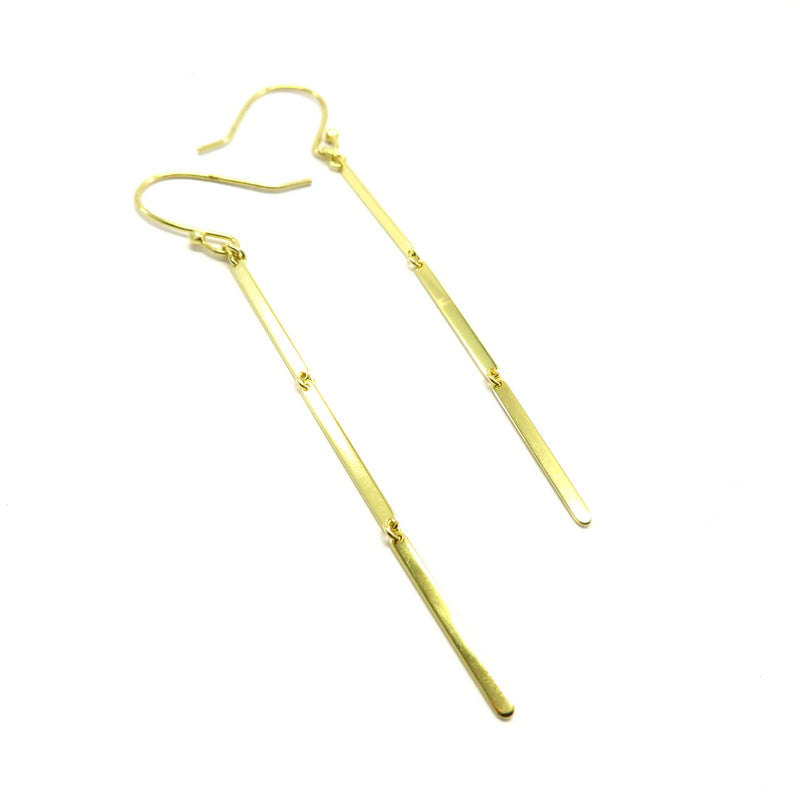 Triple Bar Hook Earrings Gold Plated Sterling Silver
