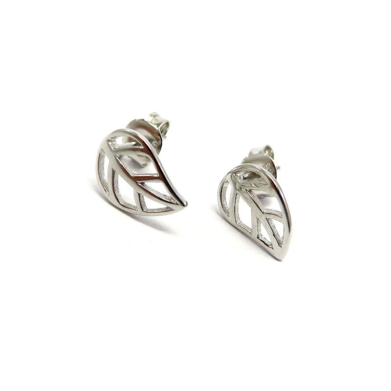 Leaf Stud Earrings Sterling Silver