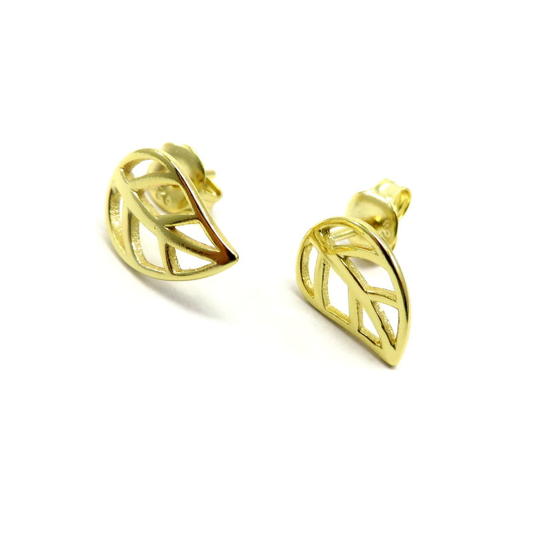 Leaf Stud Earrings Gold Plated Sterling Silver