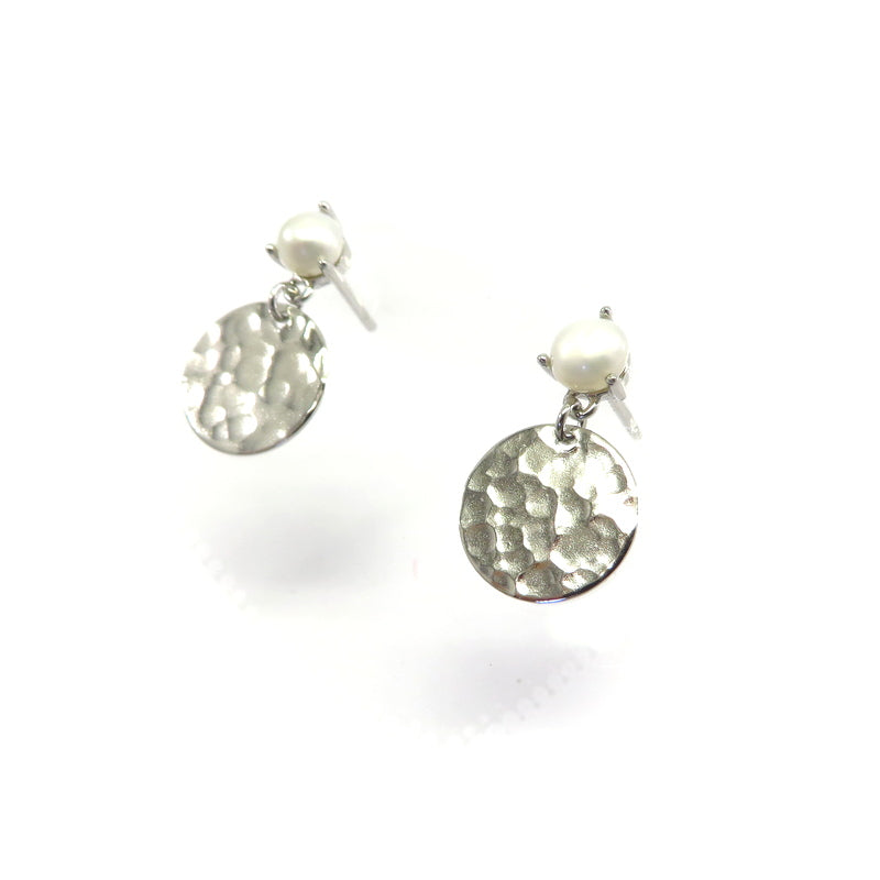 Freshwater Pearl Disc Earrings Sterling Silver