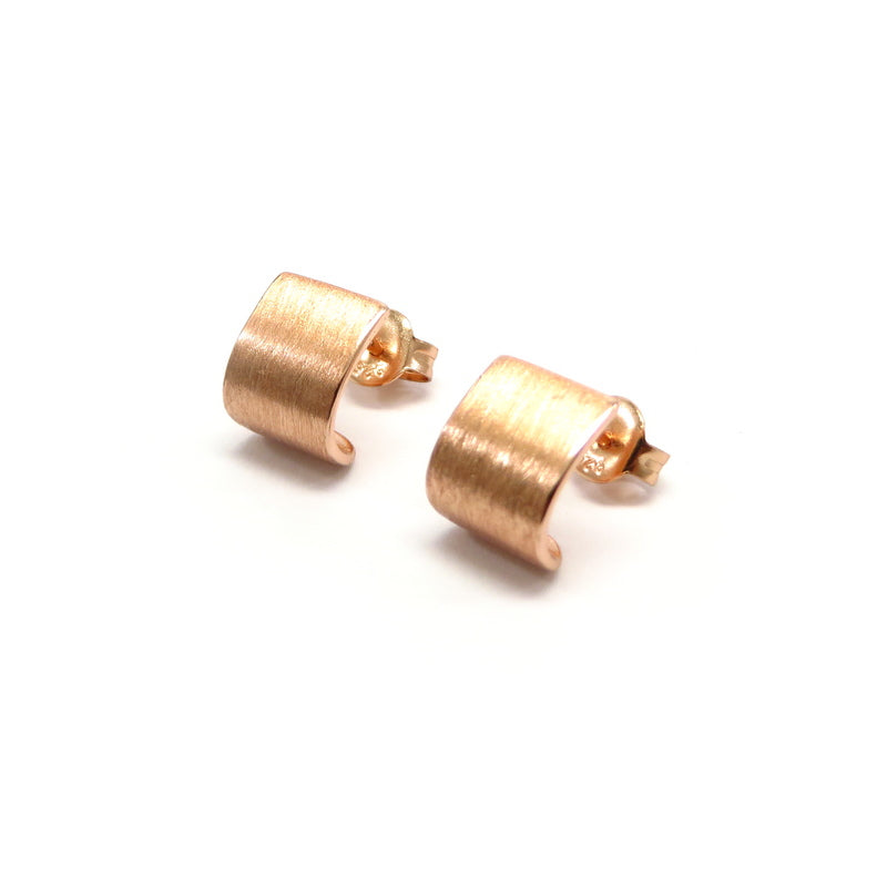 Matt Brushed Earrings Rose Gold Plated Sterling Silver