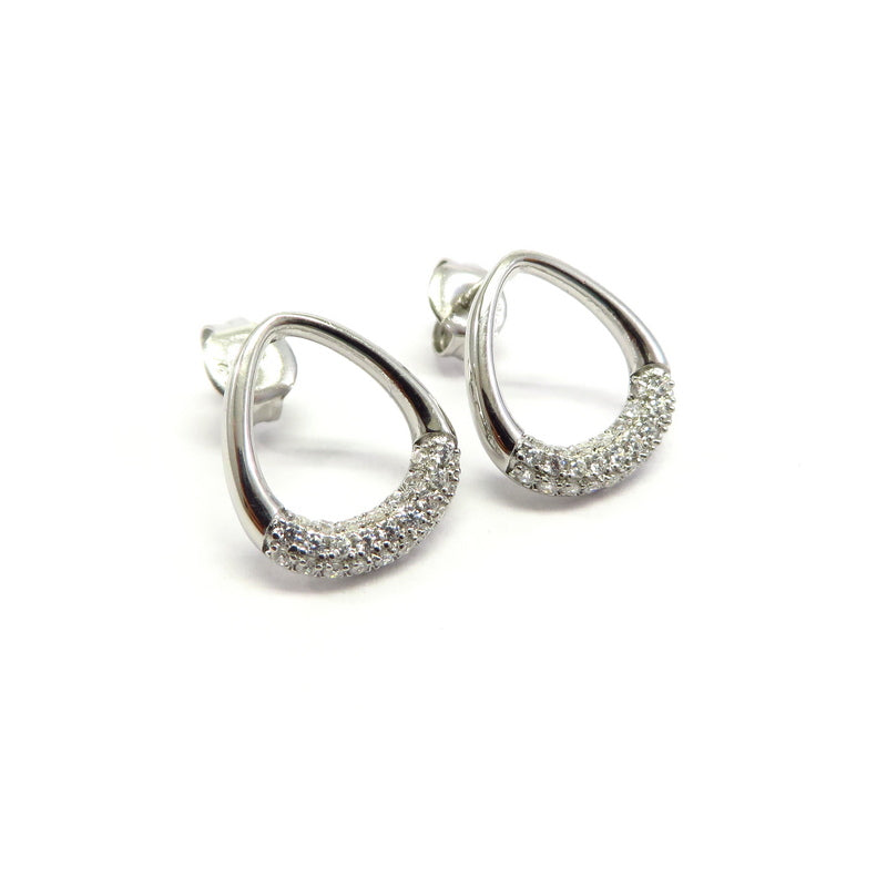 Cut Out Teardrop Cubic Zirconia Earrings Sterling Silver