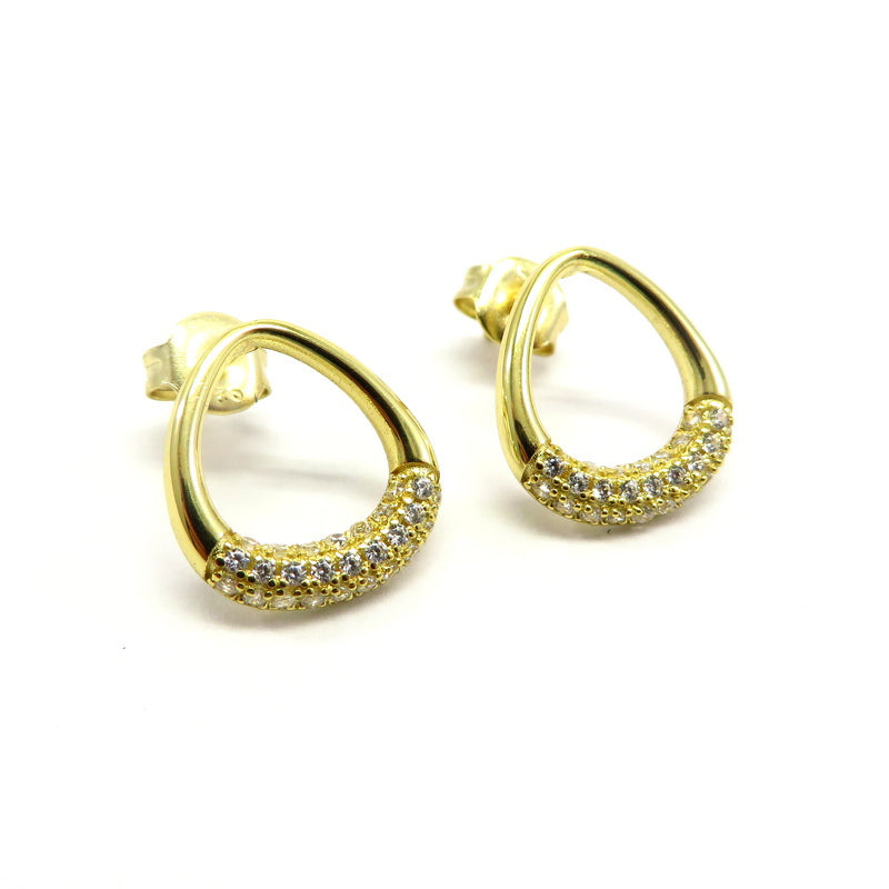 Cut Out Teardrop Earrings Cubic Zirconia Sterling Silver