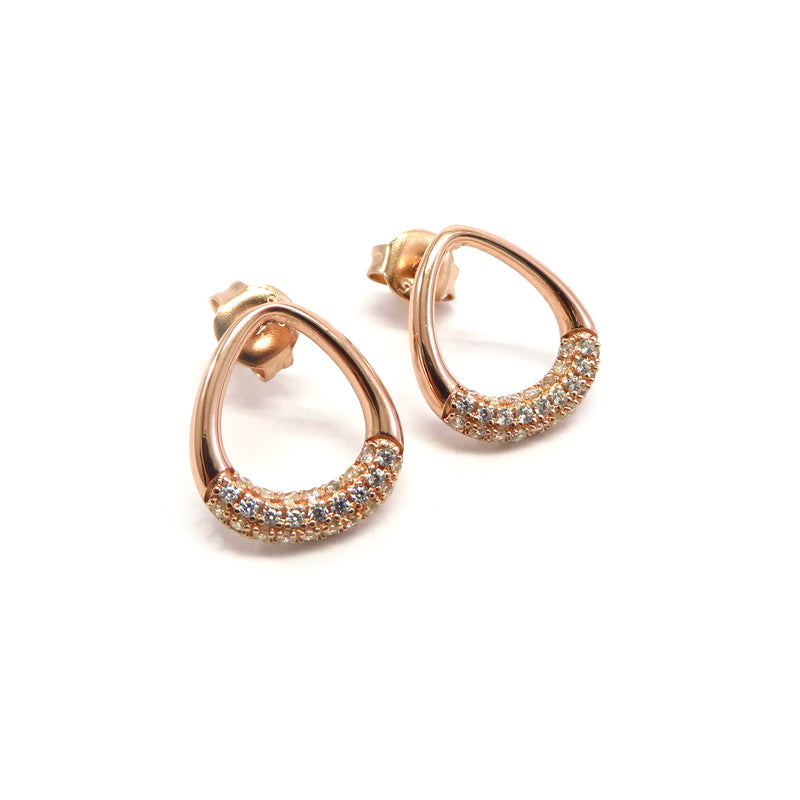 Cut Out Teardrop Earrings Cubic Zirconia Rose Gold Plated Sterling Silver