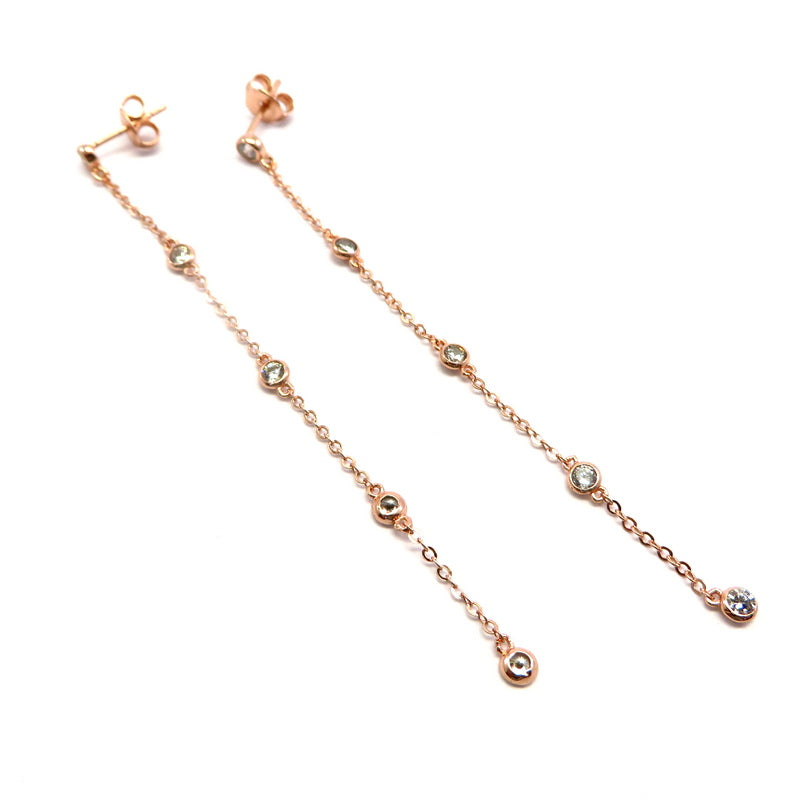 Wispy Drop Earrings Rose Gold Plated Sterling Silver