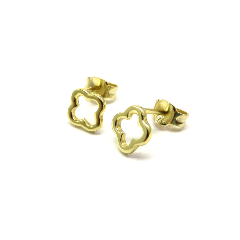 Cut-Out Clover Stud Earrings Gold Plated Sterling Silver