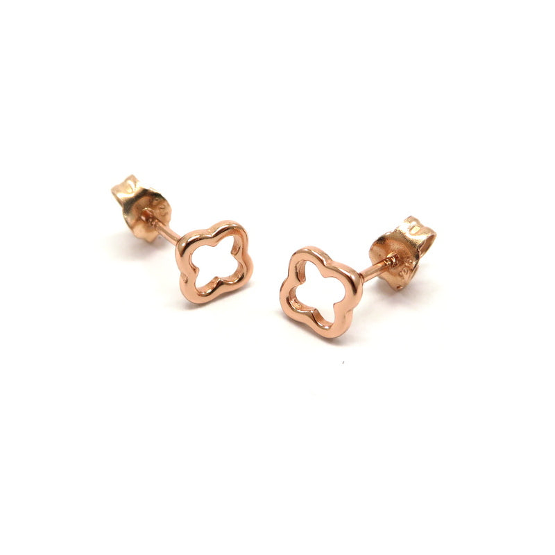 Clover Stud Earrings Rose Gold Plated Sterling Silver