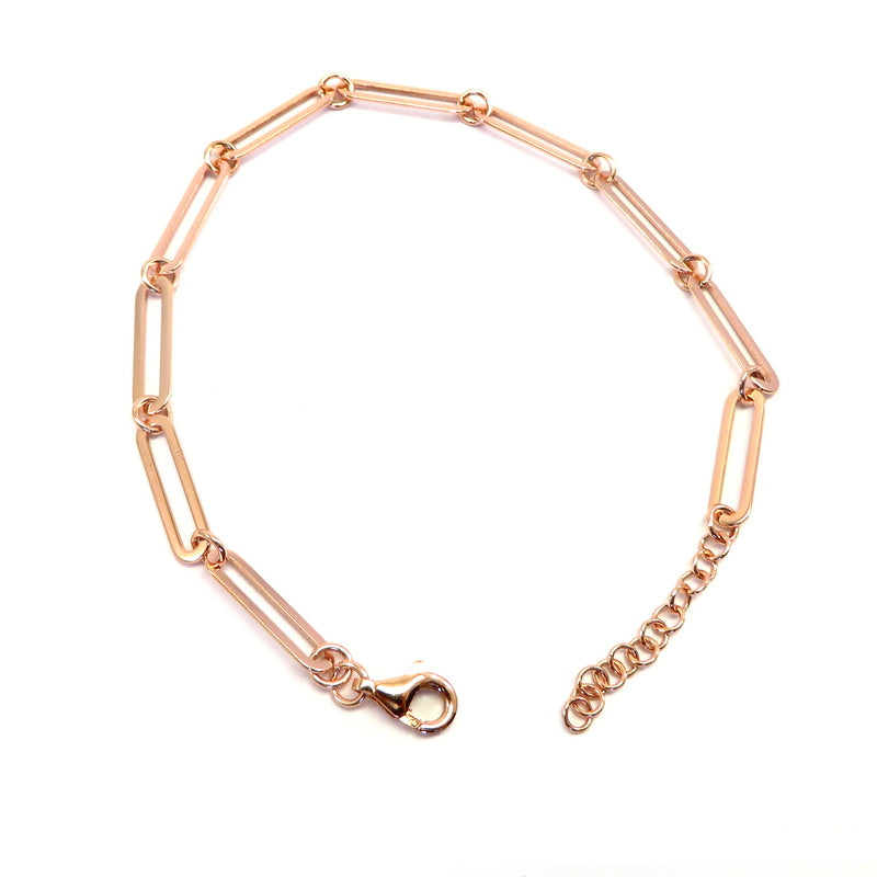 Linked Chain Bracelet Rose Gold Plated Sterling Silver