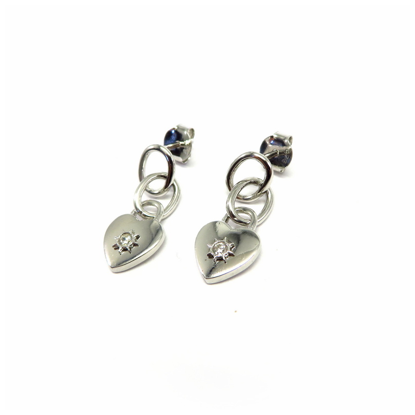 Heart Drop Sterling Silver Earrings