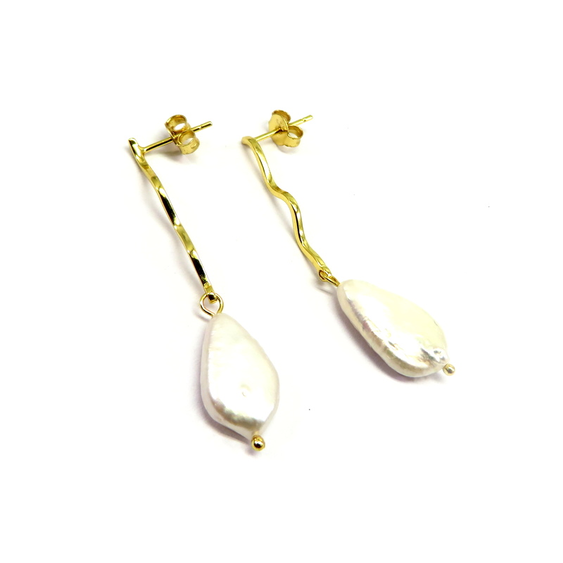 Freshwater Pearl Gold Plated Sterling Silver Earrings