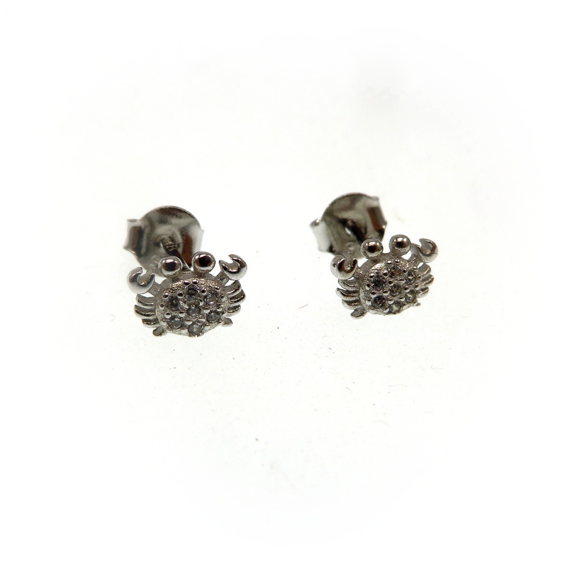 Sterling Silver Crab Stud Earrings