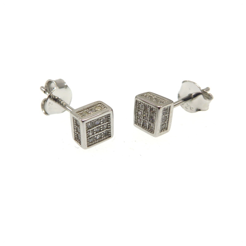 Sterling Silver Stud Earrings with Cubic Zirconia