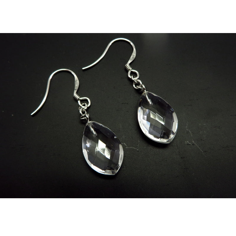 Crystal Teardrop Hook Earrings Sterling Silver
