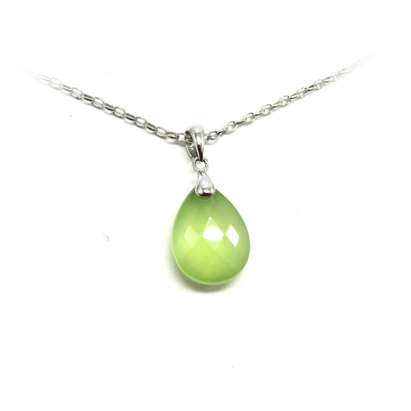 Prehnite Teardrop Pendant Sterling Silver