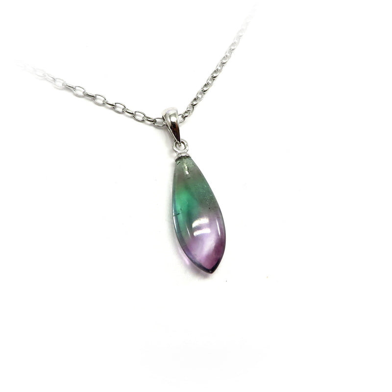 Green Fluorite Teardrop Pendant Sterling Silver