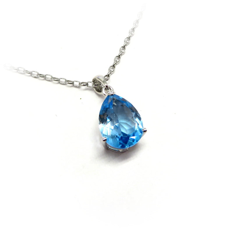 Sky Blue Topaz Teardrop Pendant Sterling Silver