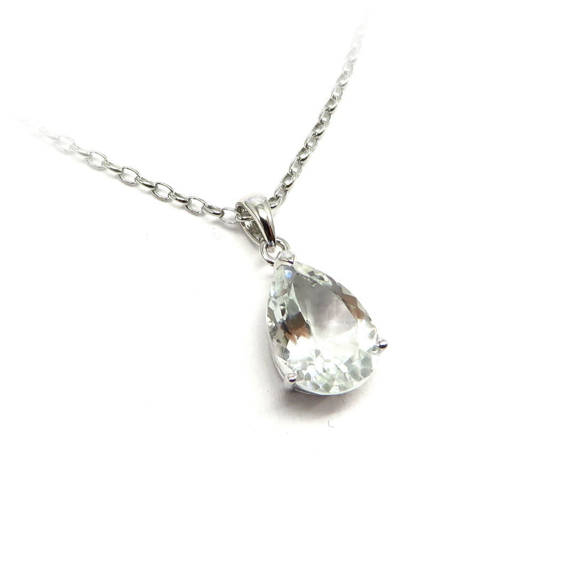 White Topaz Teardrop Pendant Sterling Silver