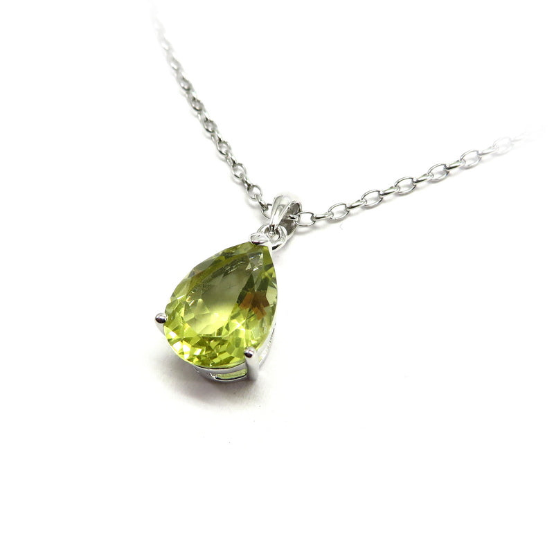 Lemon Quartz Teardrop Pendant Sterling Silver