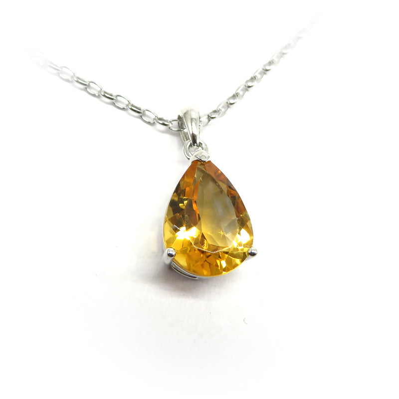 Citrine Teardrop Pendant Sterling Silver