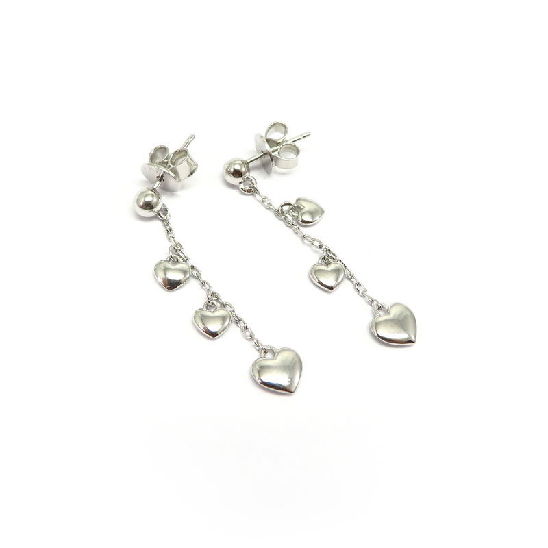 Hanging Hearts Sterling Silver Earrings